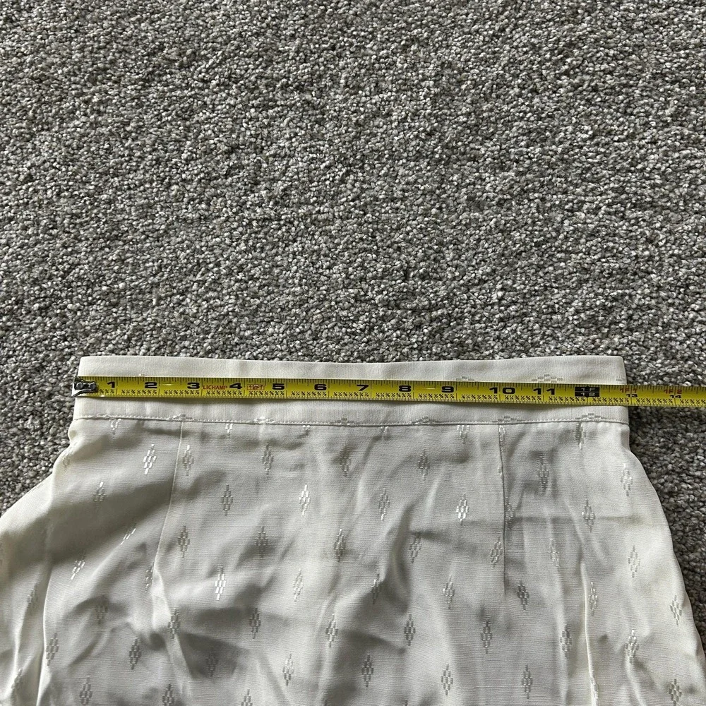 Vintage Skirt Girls 7-8 White Jacquard Straight Knee Length Zip Back Slit Party